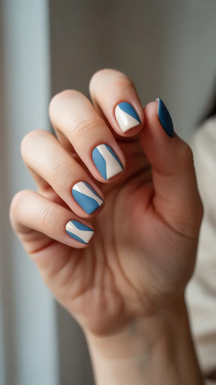 simple winter nails Frosted Blue Edge