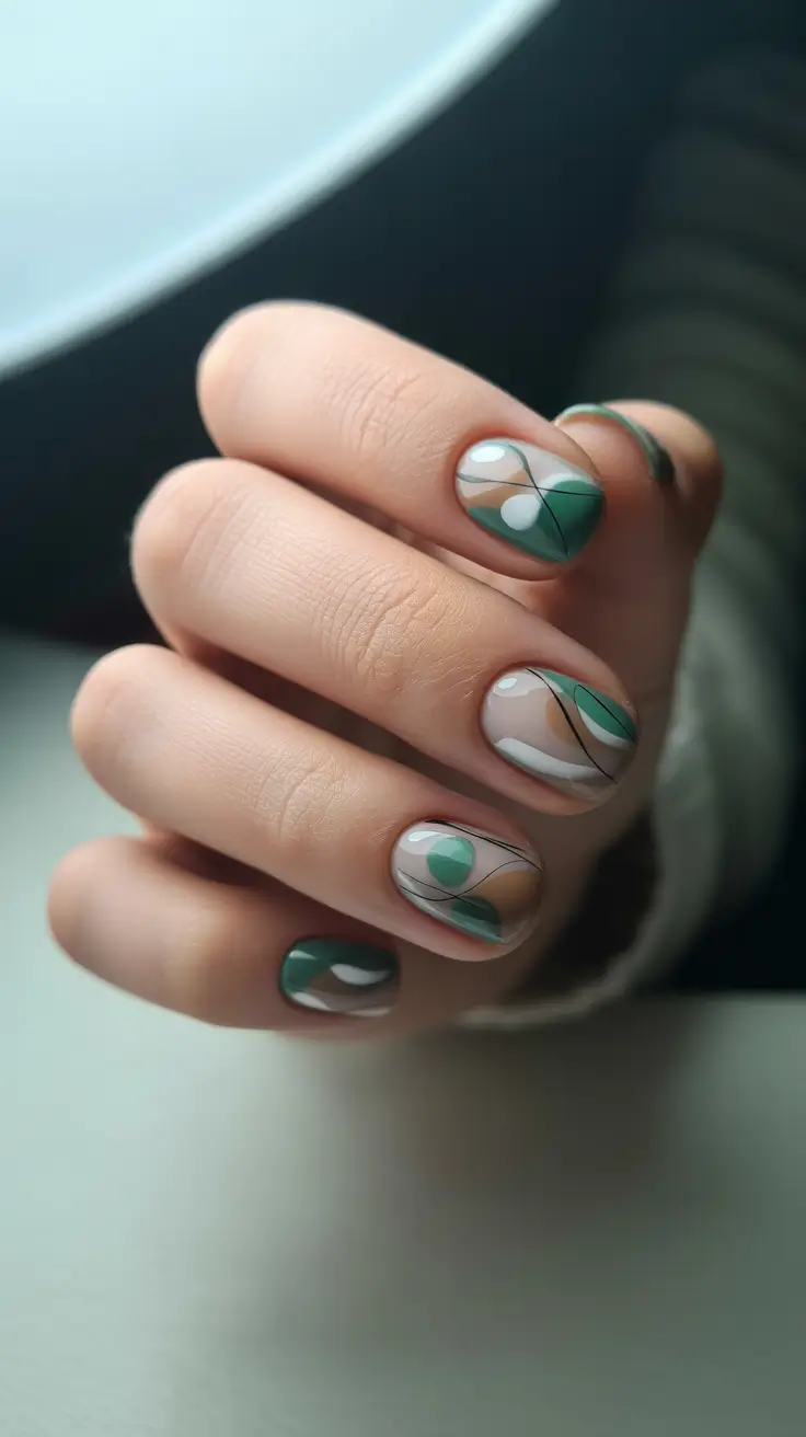 simple winter nails Evergreen Whispers