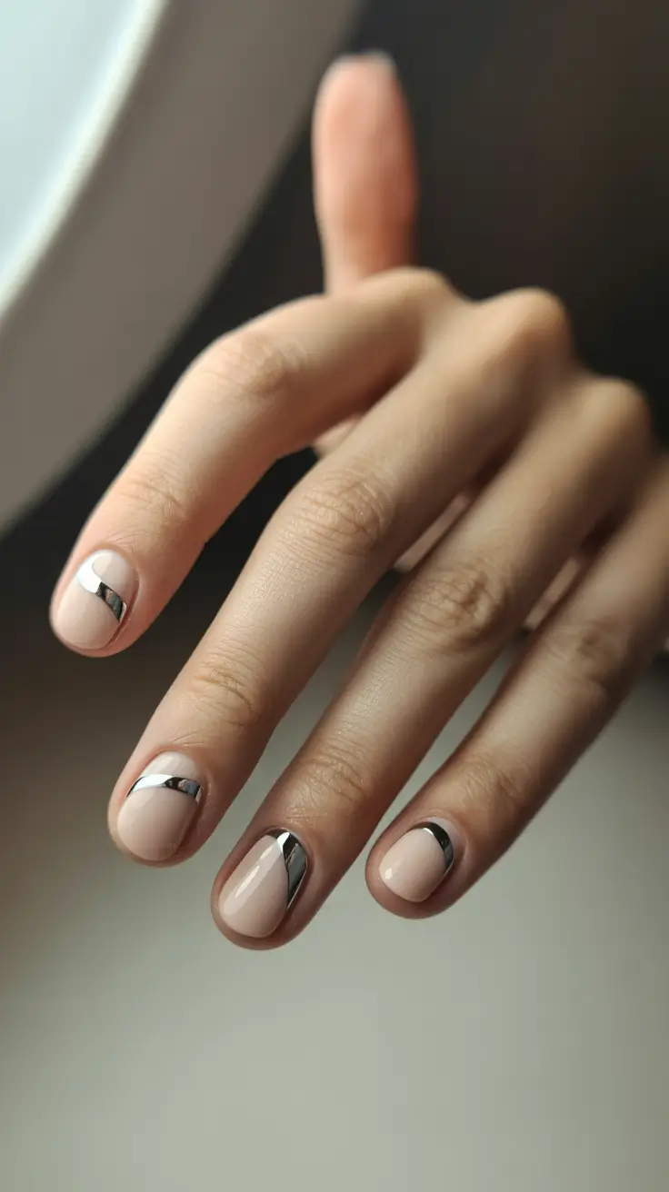 simple winter nails Metallic Moon Curves