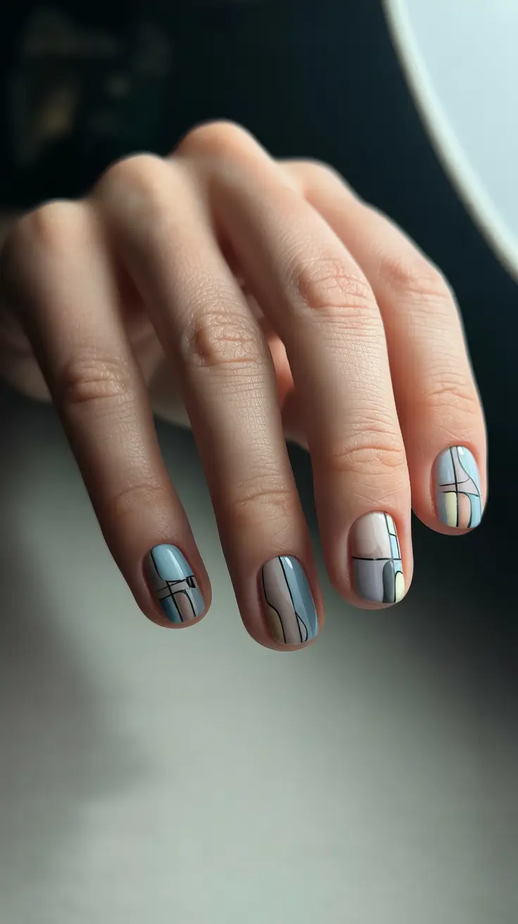 simple winter nails Frosted Blue Geometry