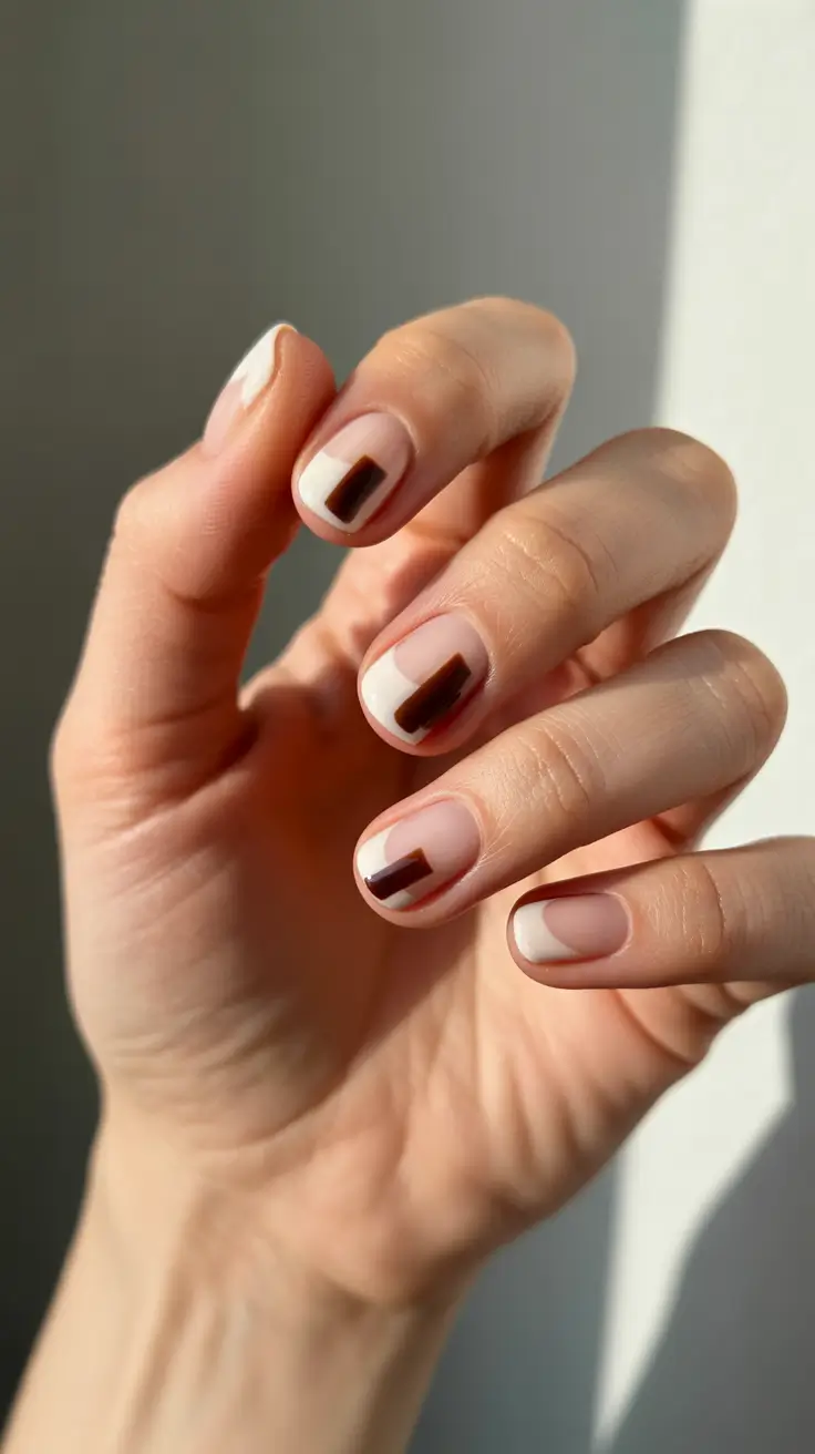 simple winter nails Warm Caramel Graphic Tips