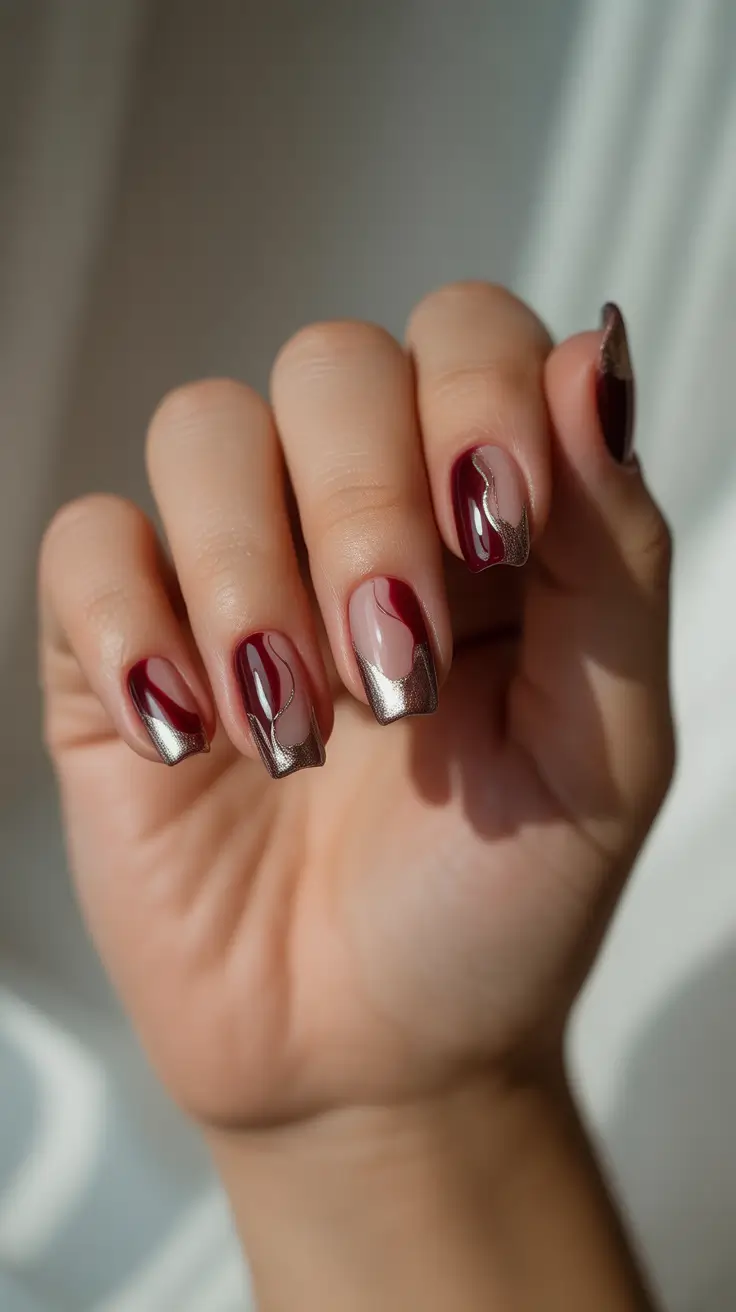 dark-winter-nail-colors-metal-tipped-burgundy-french