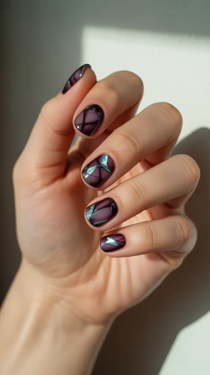 dark-winter-nail-colors-amethyst-grid-with-chrome-blue