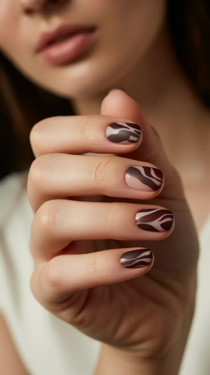 dark-winter-nail-colors-chocolate-waves-with-a-matte-finish