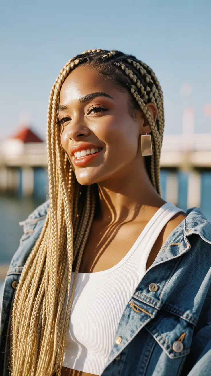 winter hair colors for black women Butter Blonde Braids