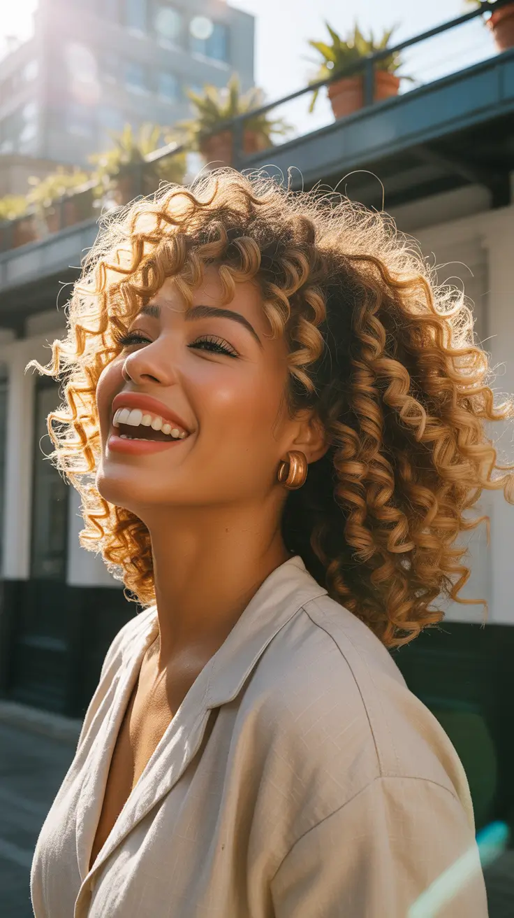 winter hair colors for black women Golden Butter Spiral