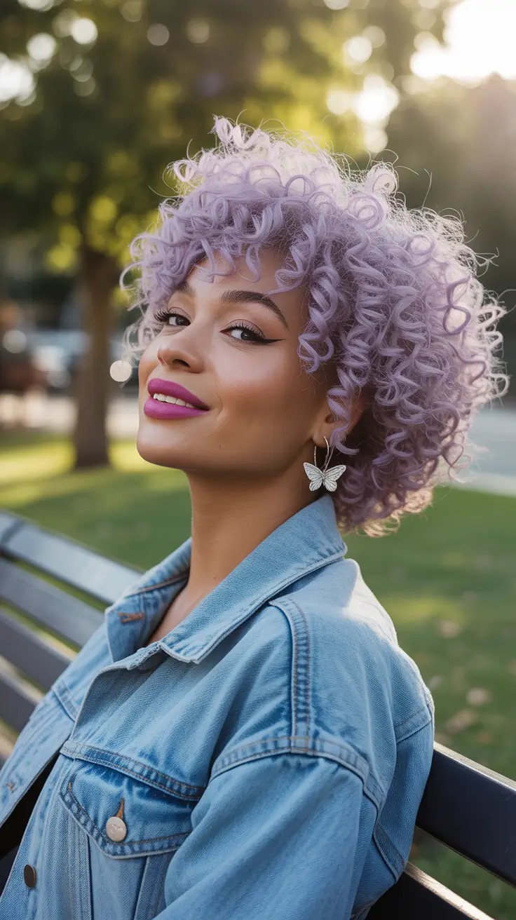 winter hair colors for black women Lavender Whip Curls