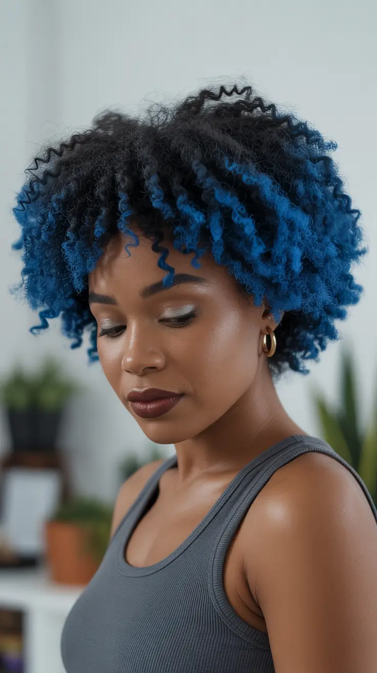 winter hair colors for black women Electric Indigo Curls