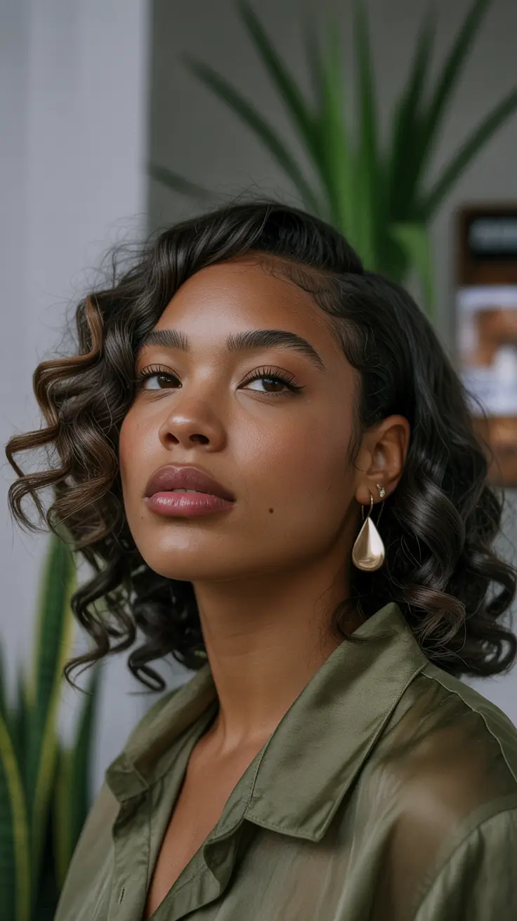 winter hair colors for black women Soft Ebony Waves