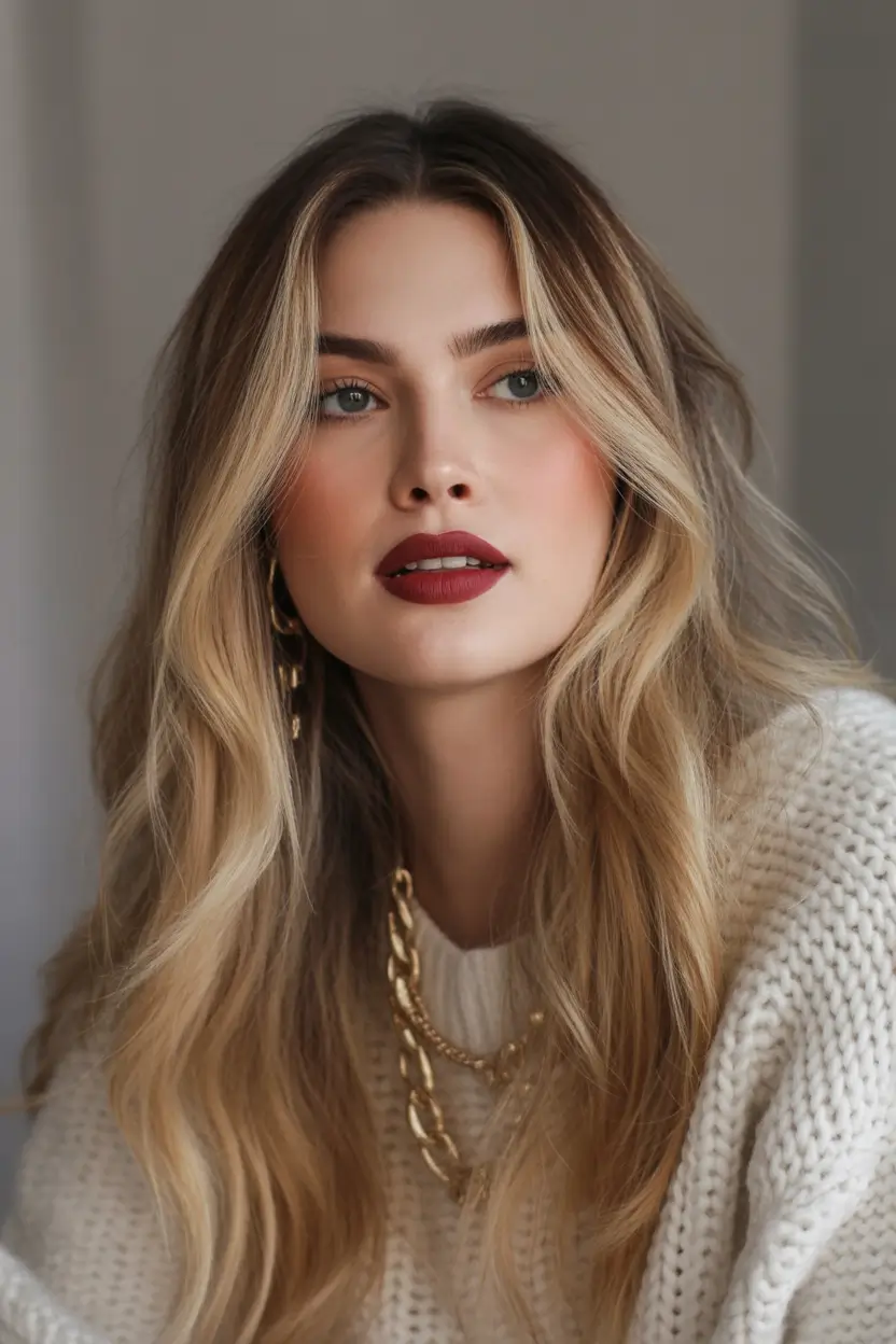 Winter 2025-2026 Hair Colors Ideas for Blondes Balayage Waves with Toasted Highlights