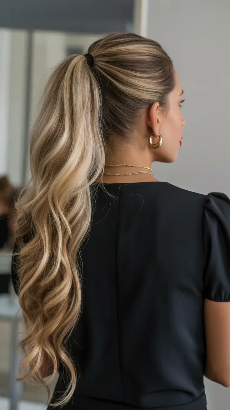 Winter 2025-2026 Hair Colors Ideas for Blondes High-Contrast Ponytail Blonde