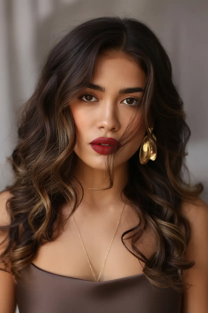 Winter 2025-2026 Hair Colors Ideas for Brown Hair Bronzed Brunette Curls