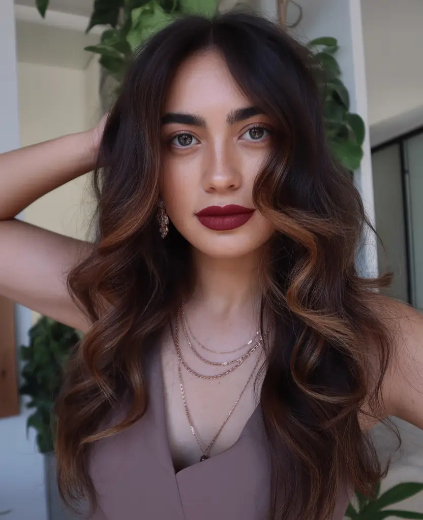 Winter 2025-2026 hair colors ideas for brown hair Dimensional Brunette Balayage Elegance