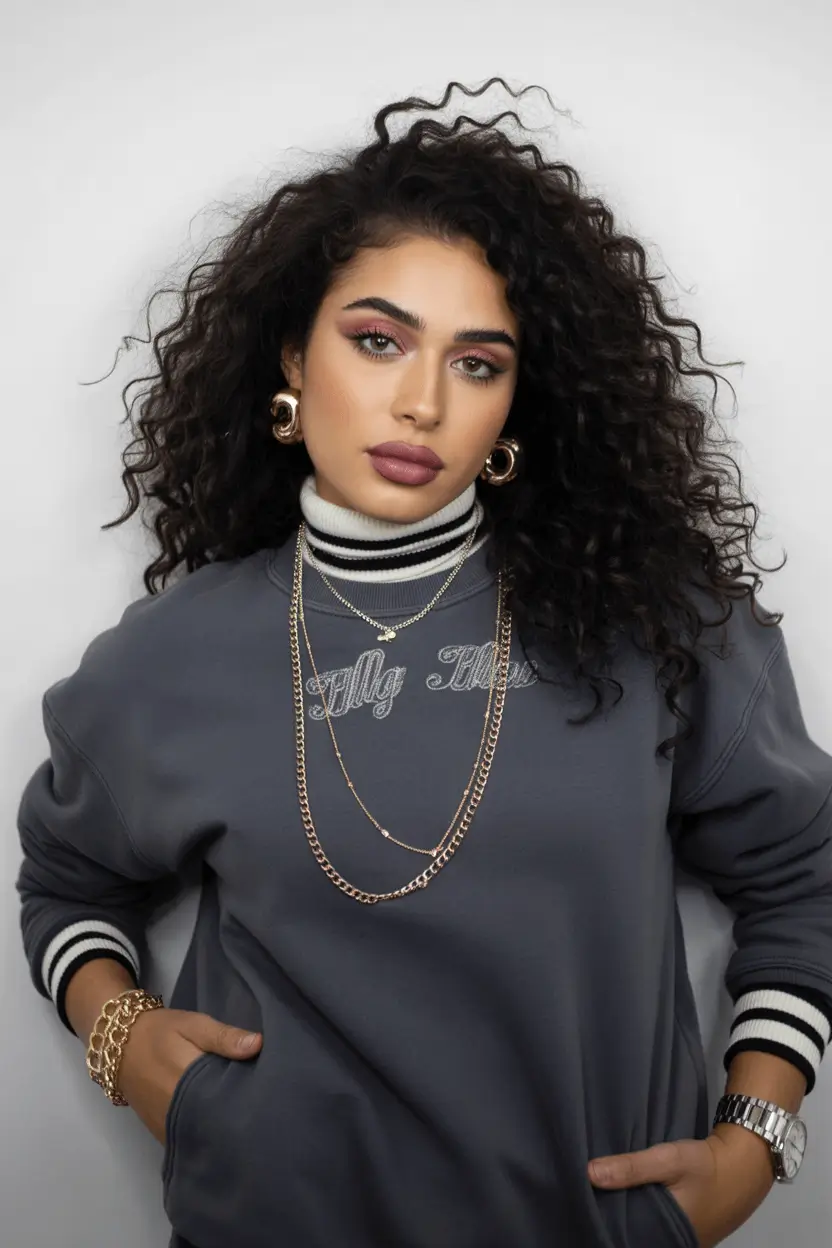 Winter 2025-2026 Hair Colors Ideas for Brunette Defined Brunette Curls with Urban Edge