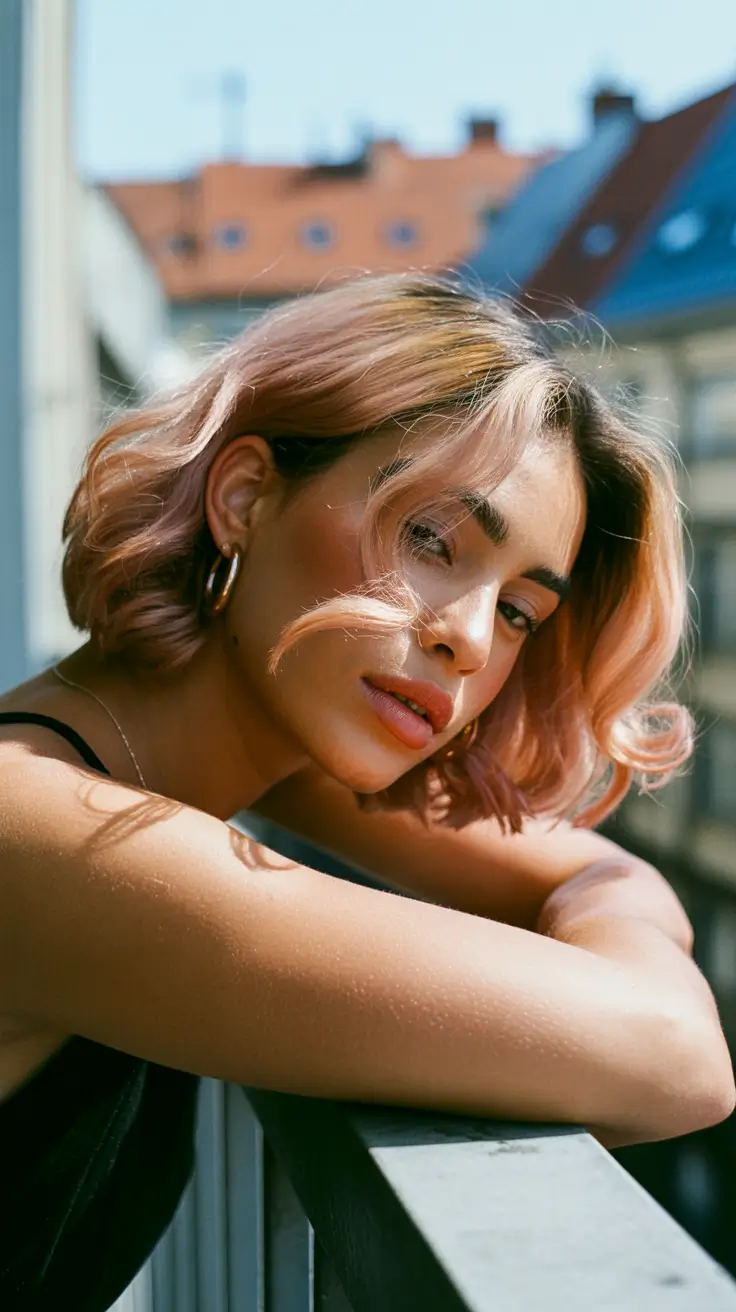 winter hair colors dark skin Soft Rose Gold Waves