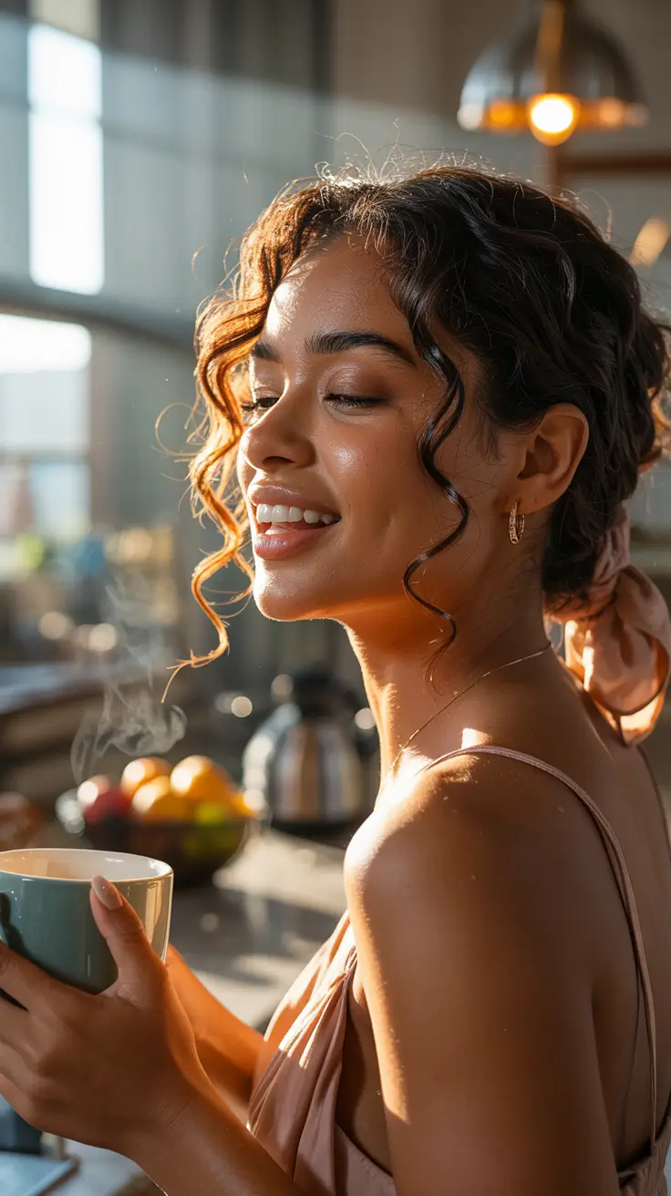 winter hair colors dark skin Soft Caramel Updo