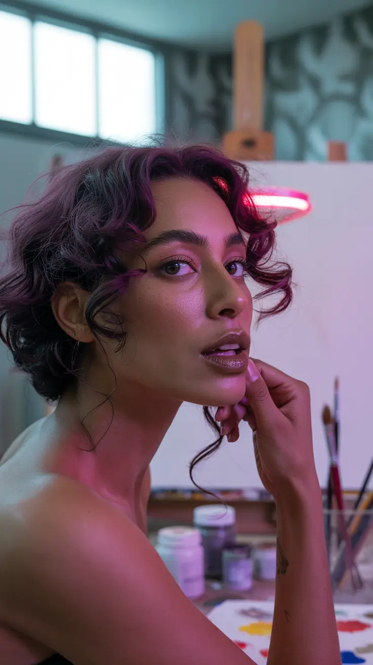 winter hair colors dark skin Violet Mocha Glow