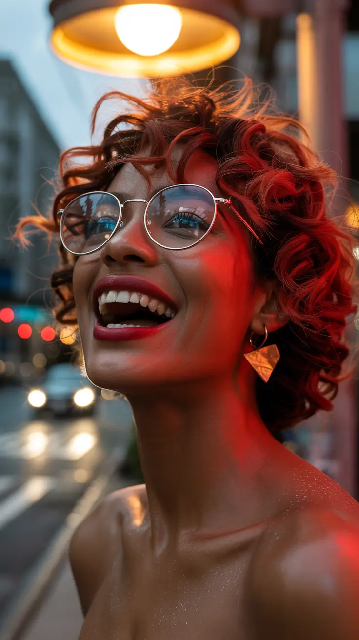 winter hair colors dark skin Crimson Glow Curls