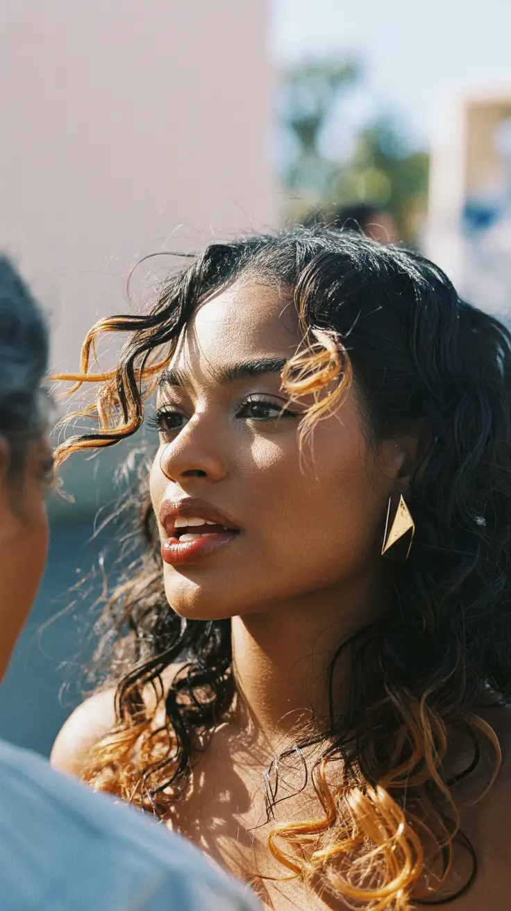 winter hair colors dark skin Honey-Dipped Highlights