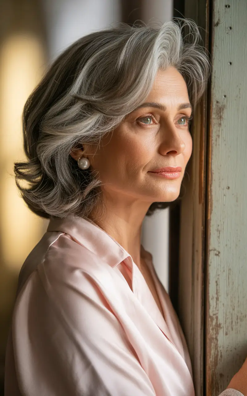 winter haircuts for women over 50 soft silver layers with natural volume