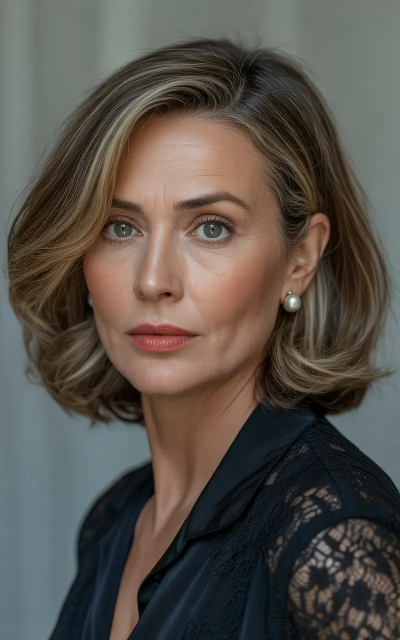 winter haircuts for women over 50 elegant shoulder-length bob with dimension