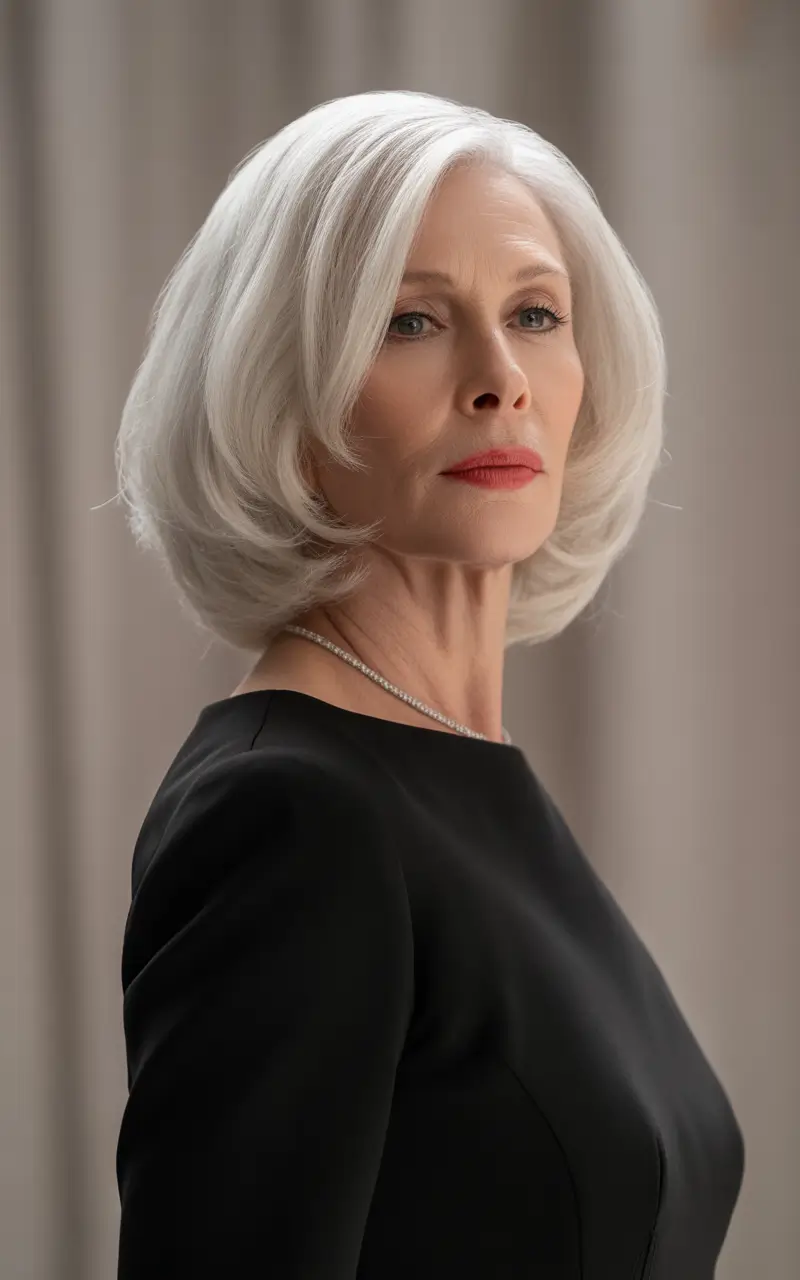 winter haircuts for women over 50 elegant platinum volume bob