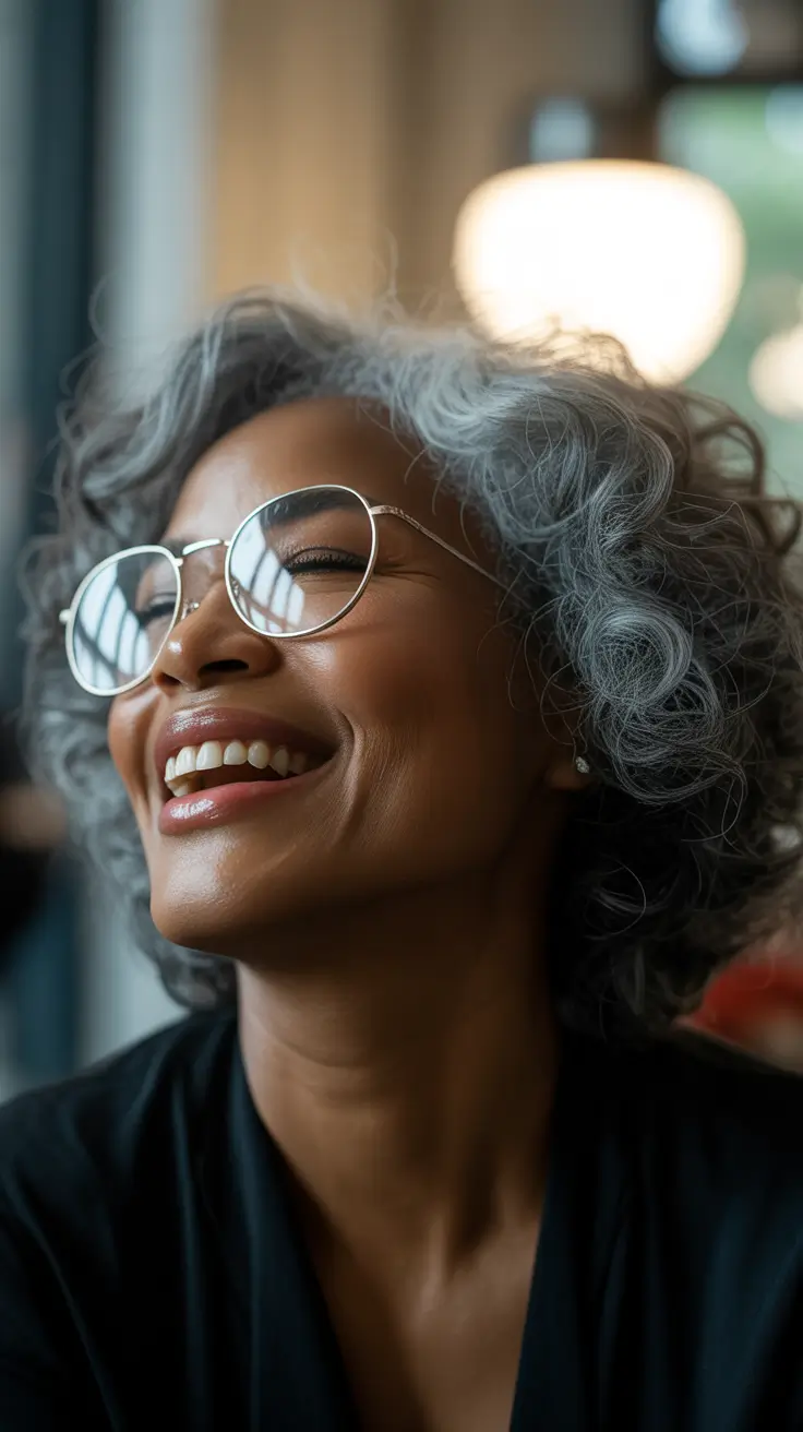 winter haircuts for women over 60 Silver Curls with Radiant Warmth