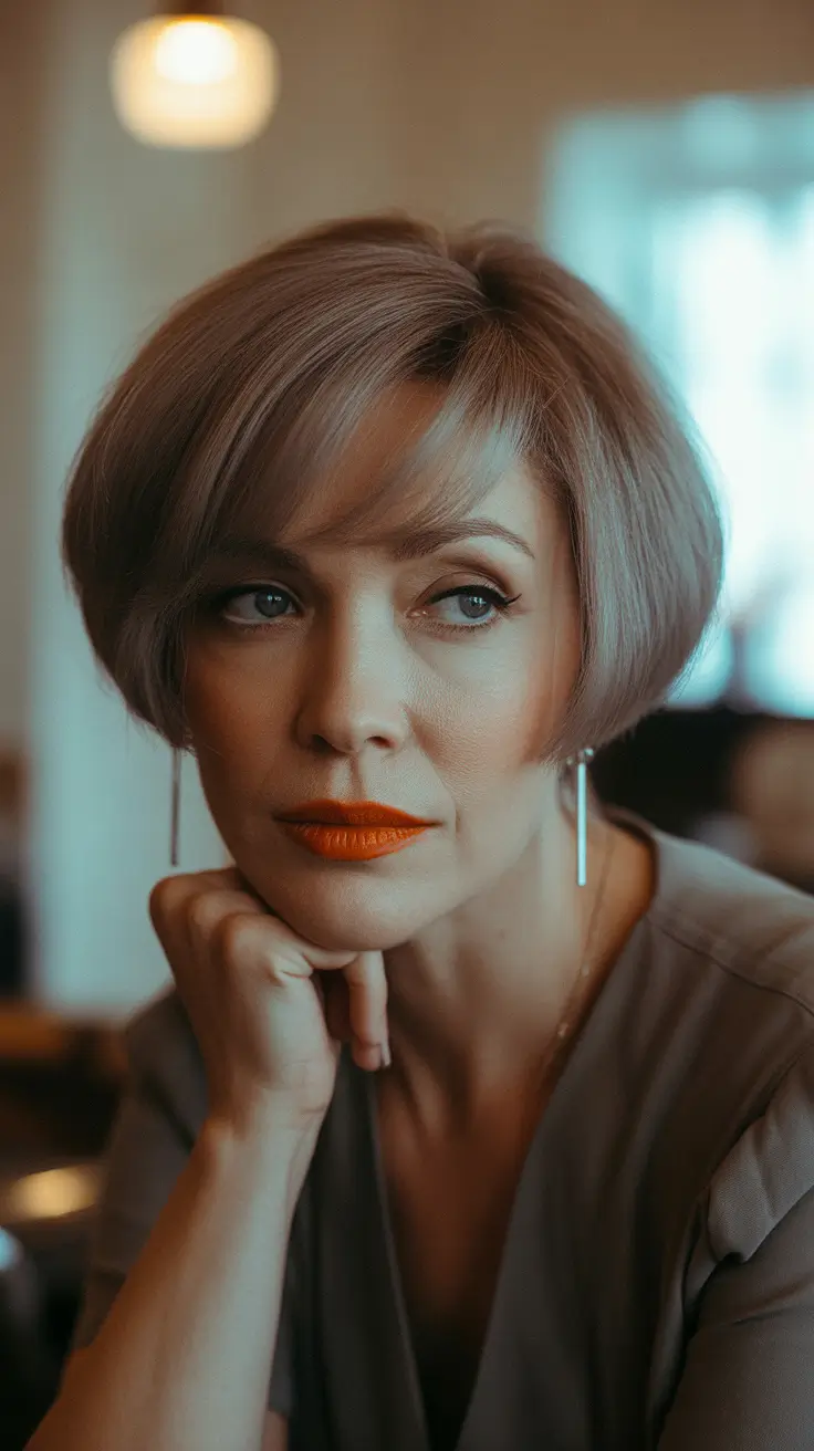 winter haircuts for women over 60 Rounded Bob with Muted Ash Finish