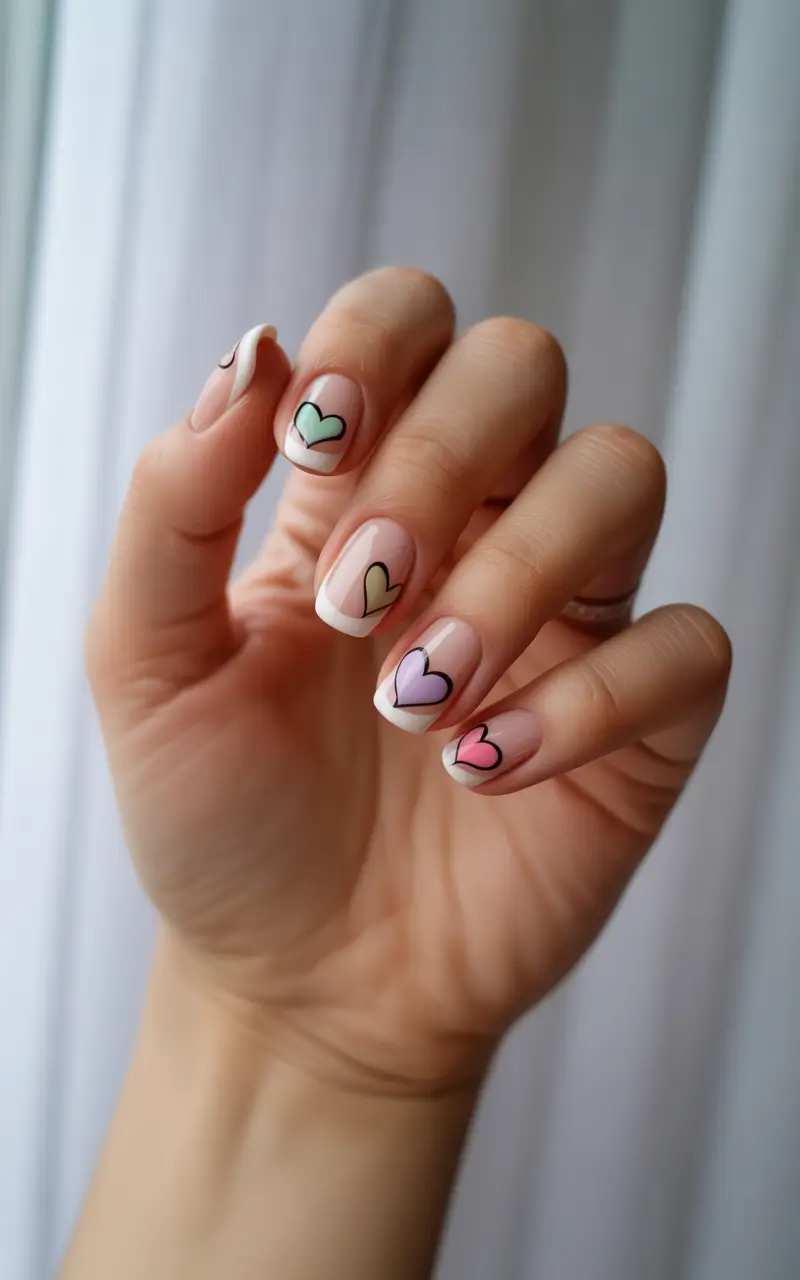 winter acrylic nails 2025-2026 soft heart charms