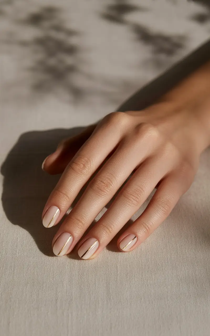 winter acrylic nails 2025-2026 golden minimal lines