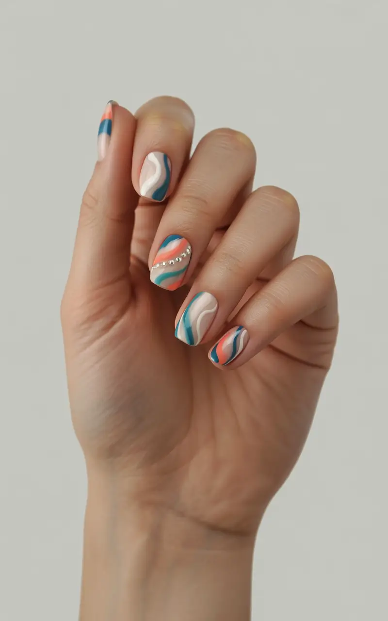 winter acrylic nails 2025-2026 artful winter waves