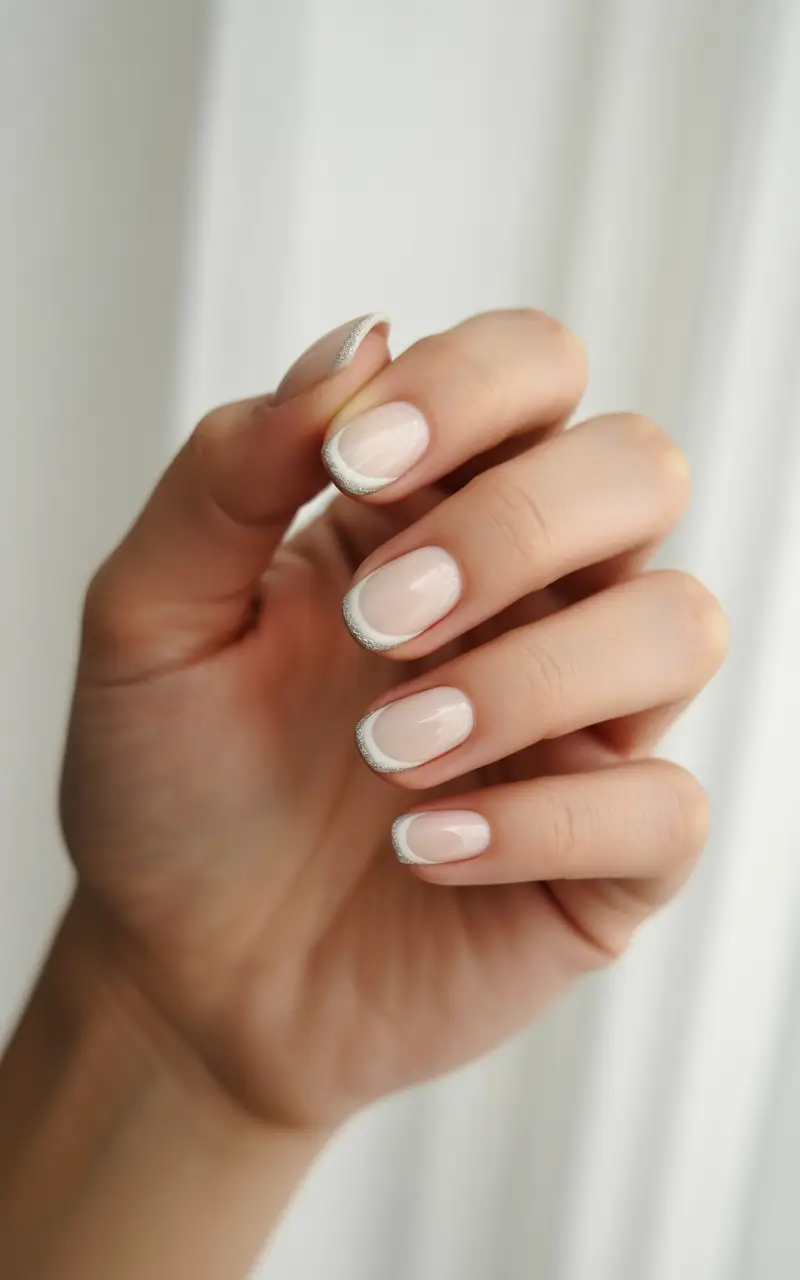 winter acrylic nails 2025-2026 silver tipped simplicity