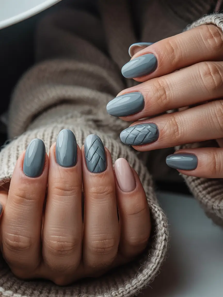 winter color nails Winter Knit Texture