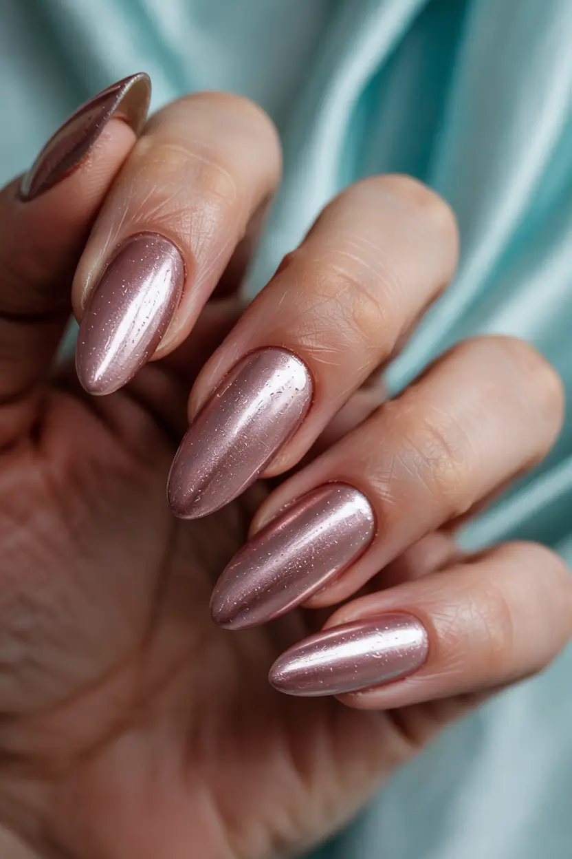 winter color nails Rose Gold Glow