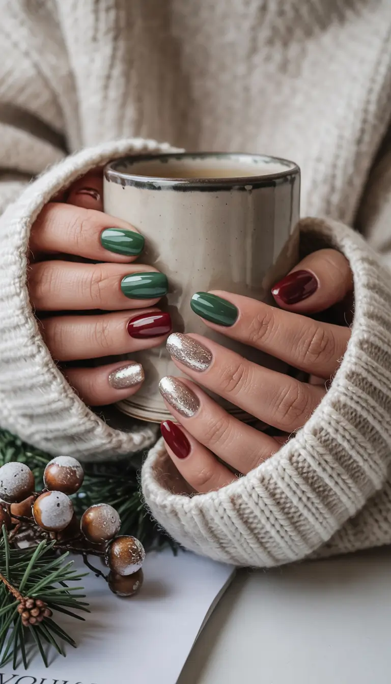 winter color nails Cozy Holiday Tones