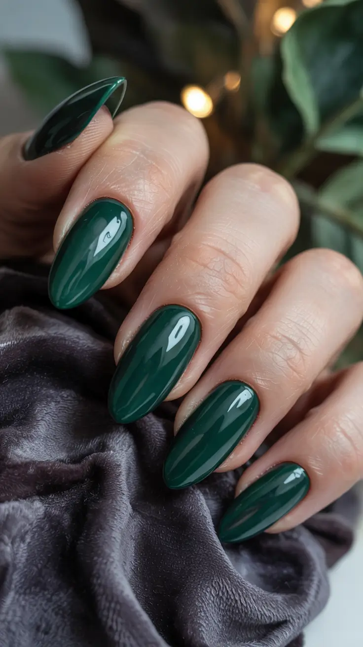 winter color nails Deep Evergreen Elegance
