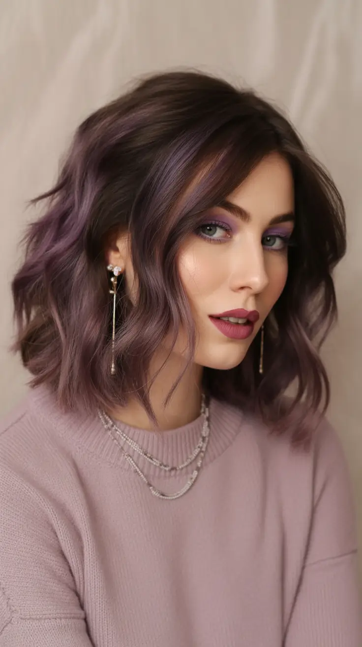 Winter Haircuts and Colors 2025-2026 Trends Muted Lavender Accents on a Bob