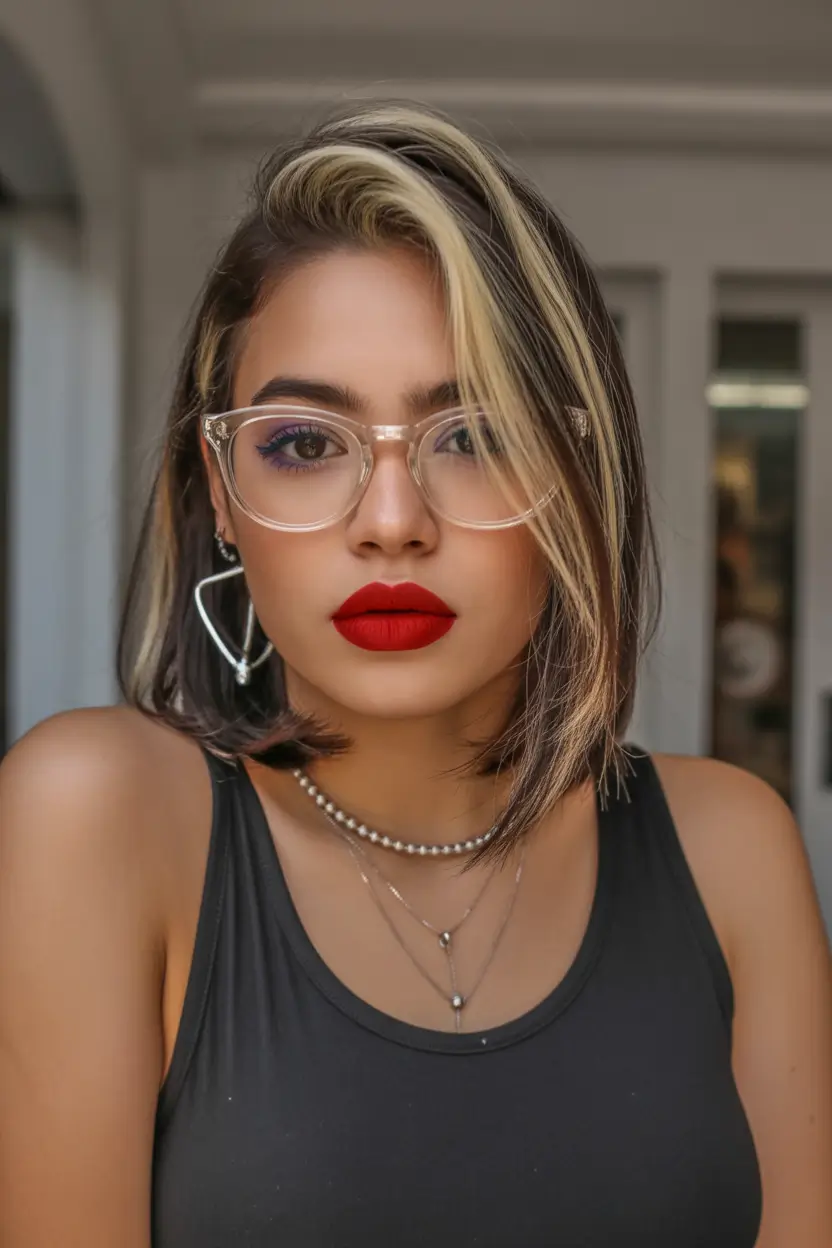 Winter Haircuts and Colors 2025-2026 Trends Choppy Bob with High-Contrast Streaks