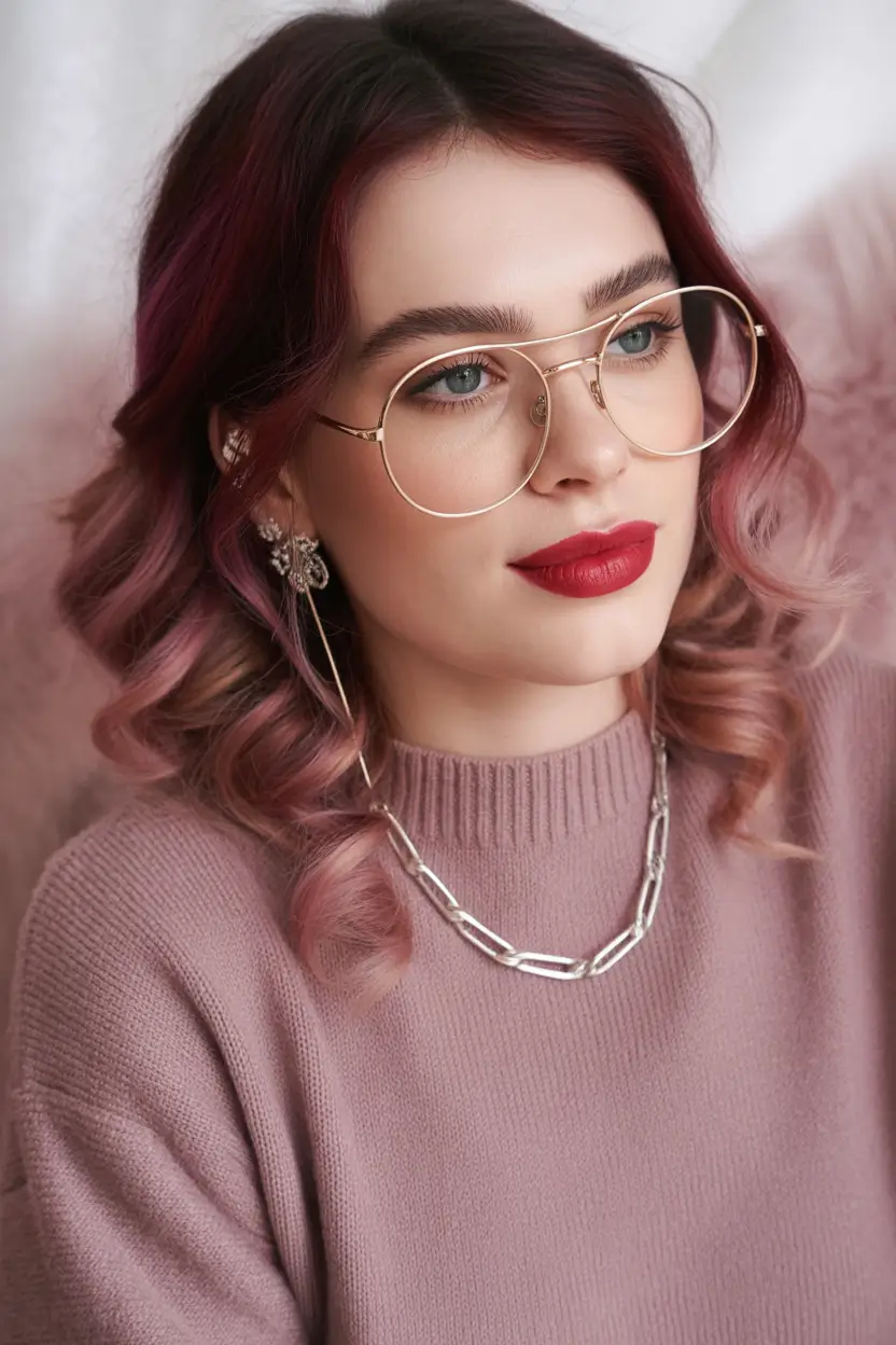 Winter Haircuts and Colors 2025-2026 Trends Dusty Rose Waves with a Playful Twist