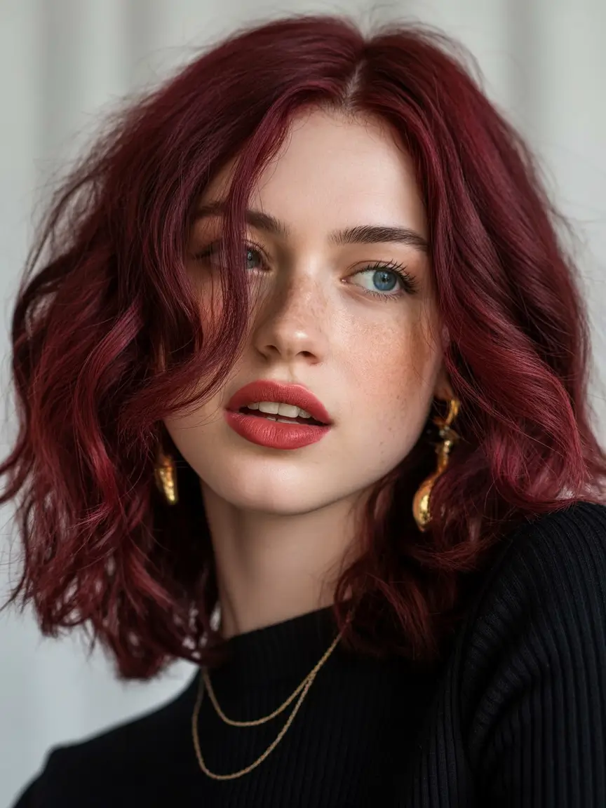 Winter Haircuts and Colors 2025-2026 Trends Rich Cranberry Waves