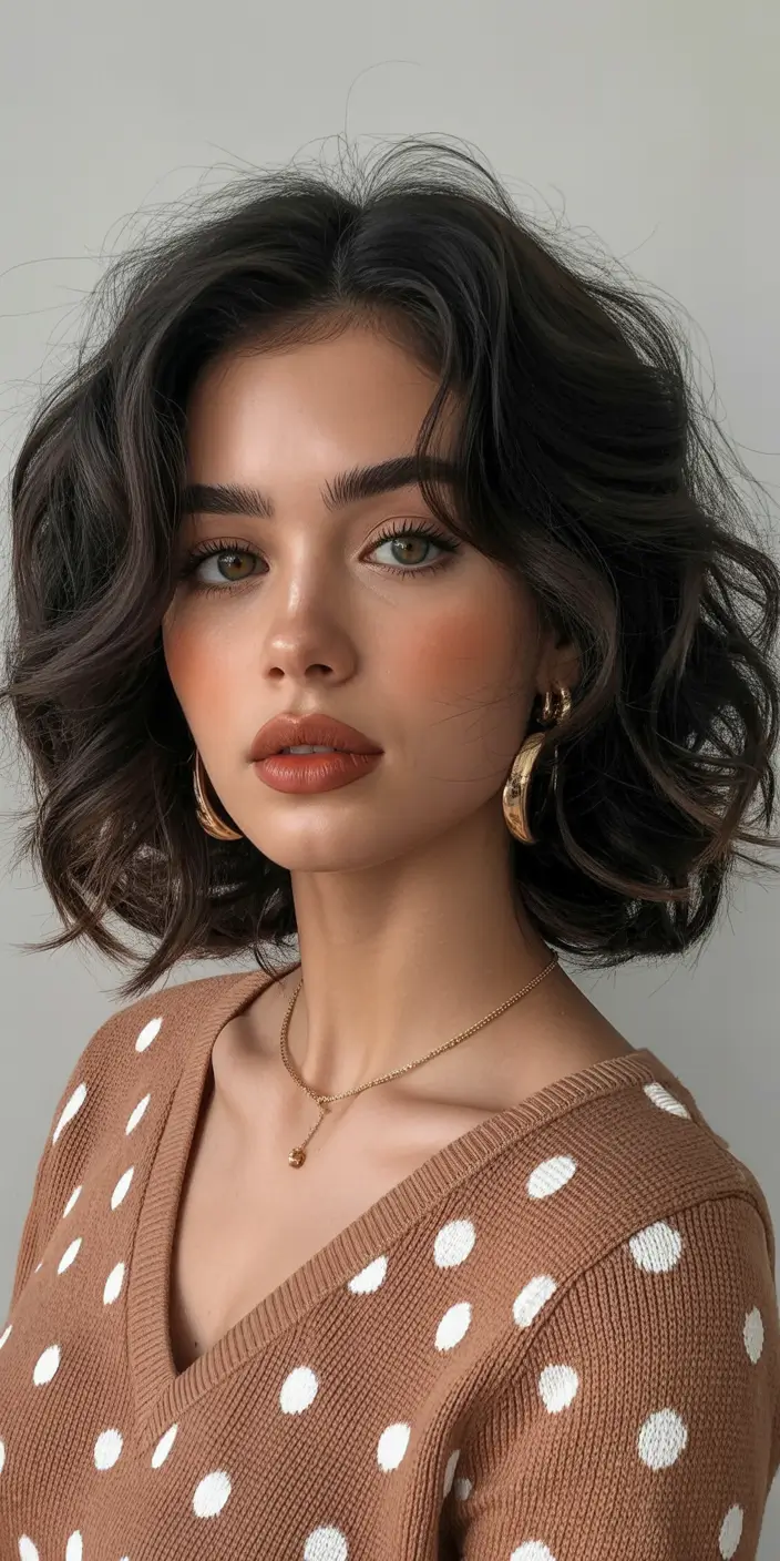 winter haircuts for round faces Soft Volume Bob with Natural Texture