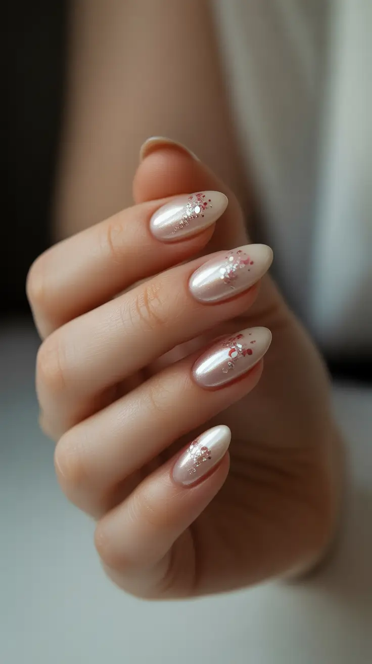 winter holiday nails 2025-2026 blushing snowflakes