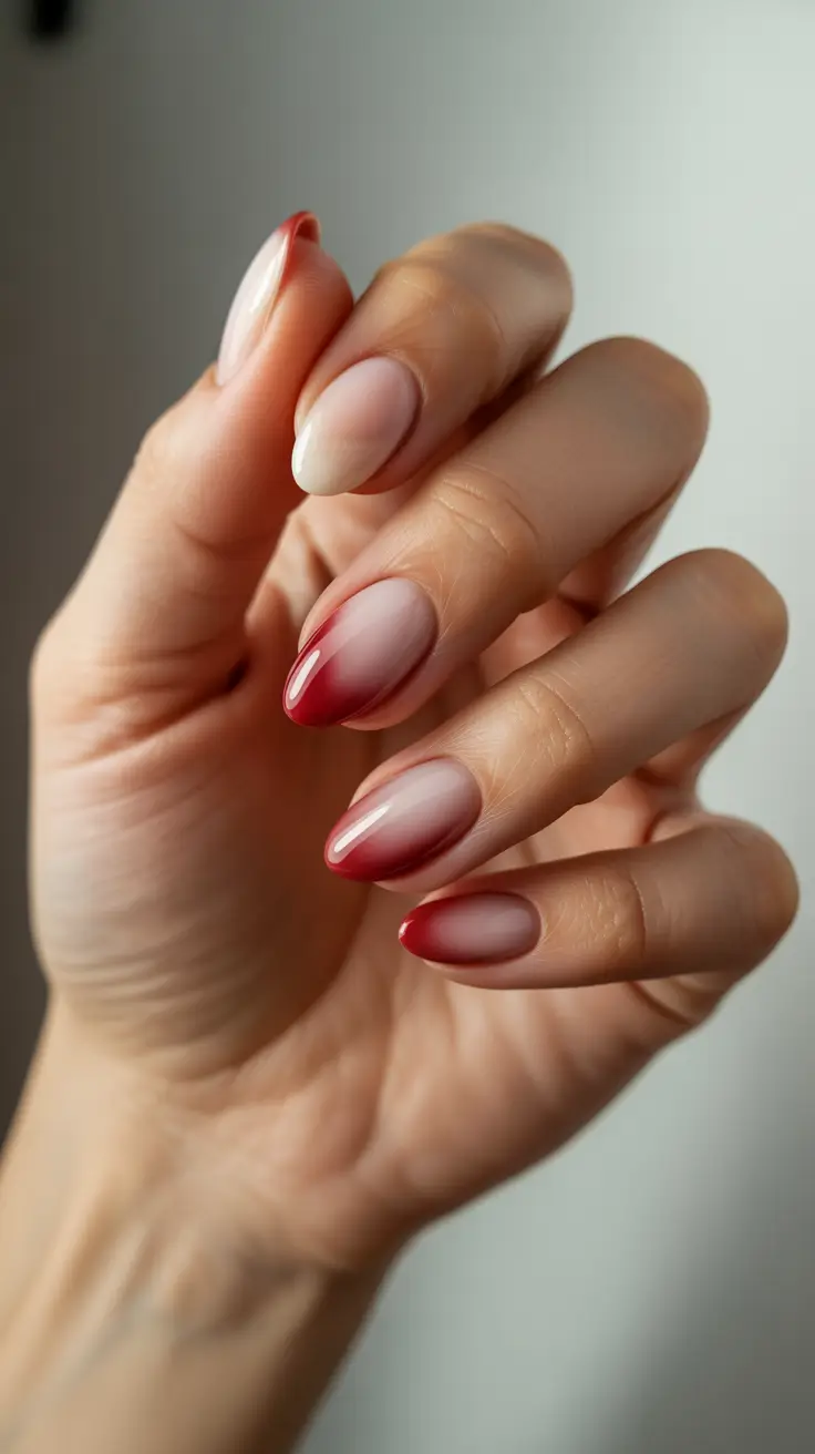 winter holiday nails 2025-2026 mulled wine fade