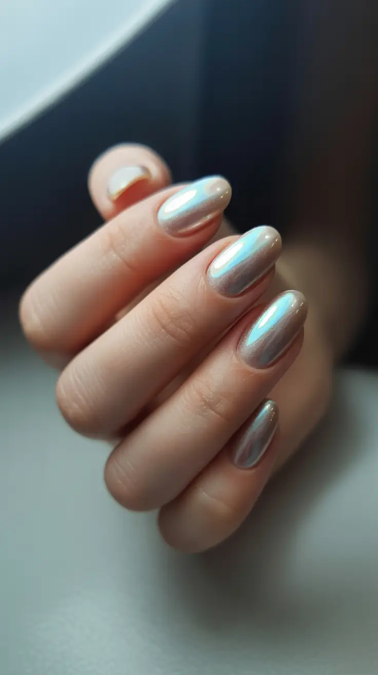 winter holiday nails 2025-2026 champagne aurora