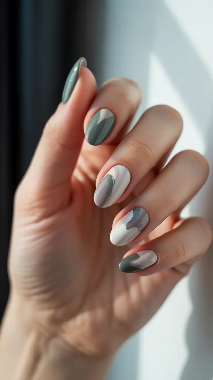 winter holiday nails 2025-2026 soft camo