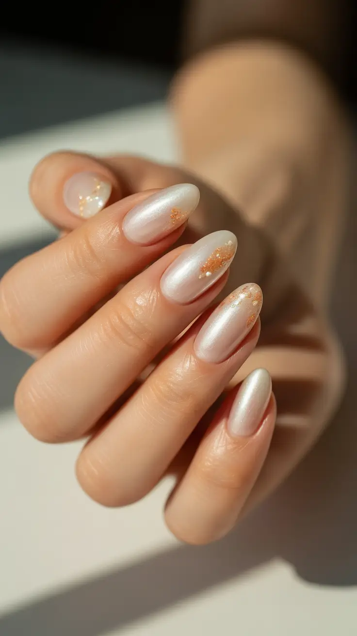 winter holiday nails 2025-2026 golden ember highlights