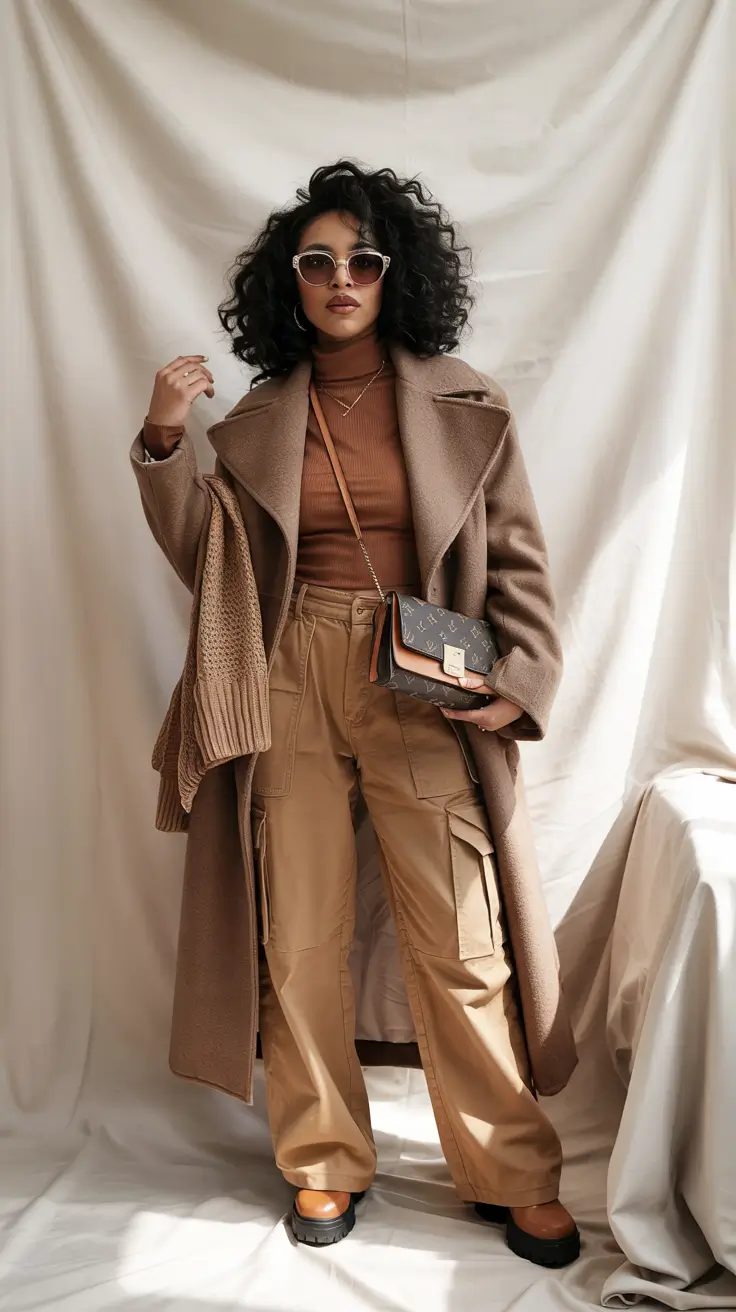 winter outfits blackgirl Utilitarian Browns with Chic Layering