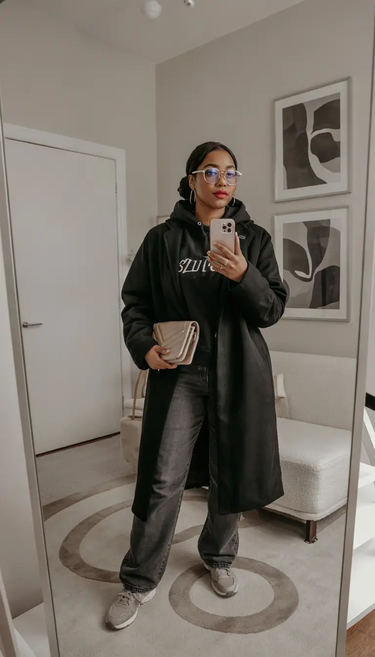 winter outfits blackgirl Laid-Back Black Layers