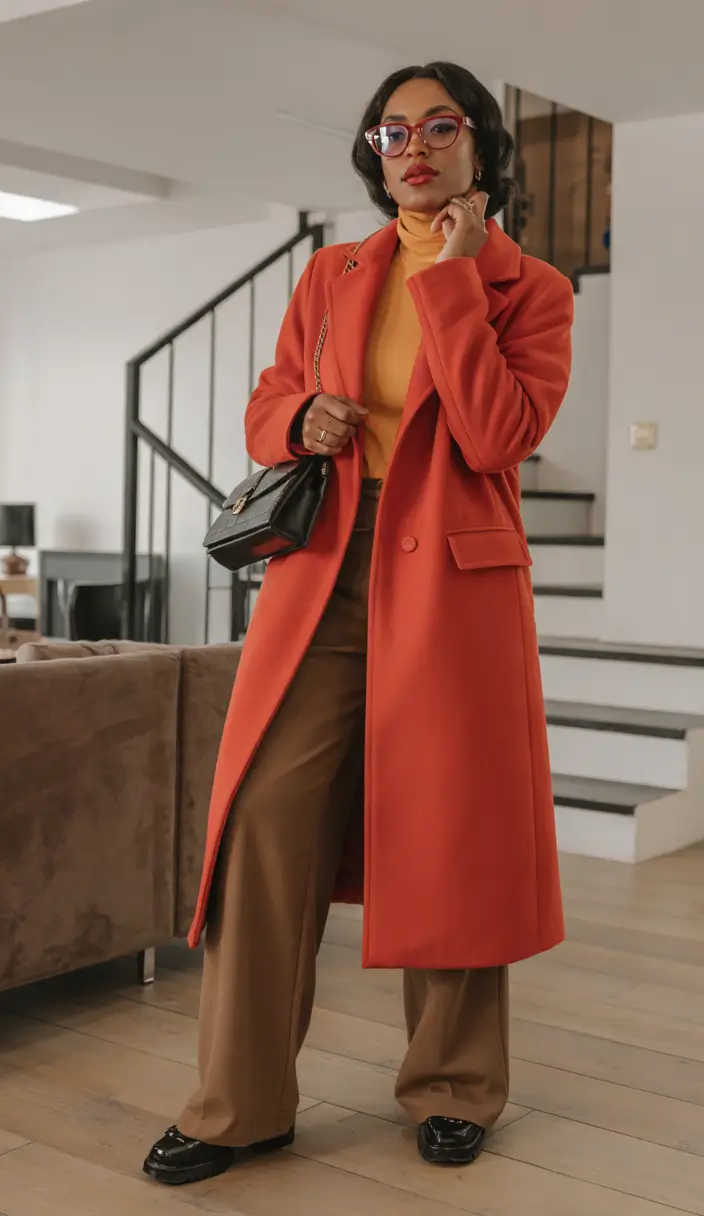 winter outfits black girl Bold Orange Outerwear for a Chic Winter Moment