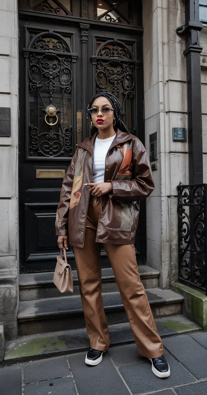 winter outfits blackgirl Retro Leather and Graphic Cool